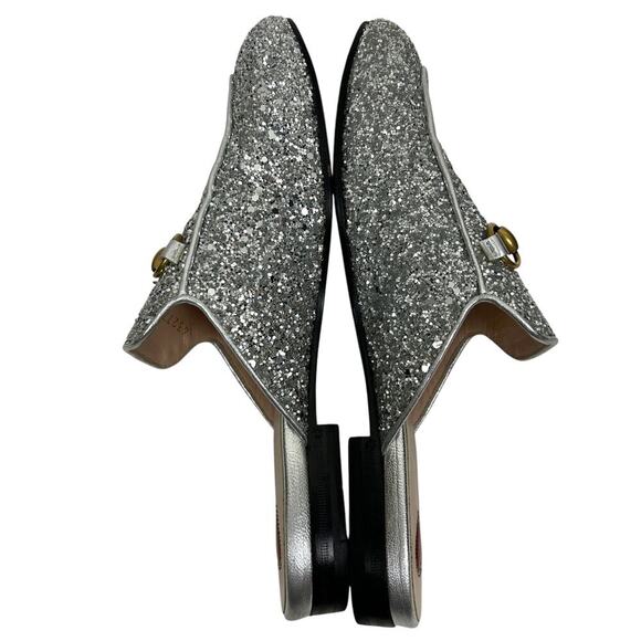 Gucci Silver Glitter Princeton Horsebit Slide Mule Loafers 5.5 - Picture 5 of 13